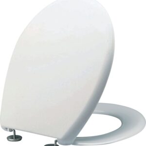 ALTERNA Uniform white toilet seat 46.5X37 cm 2 stainless steel hinges, Ref.45525211. Get the best construction and hardware products at Nigeria-Materiels.com. We deliver quality and value.