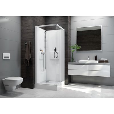 IZI BOX 2 square shower cabin corner 90 cm sliding doors in transparent glass Ref. L11IZBC0090. Shop for reliable industrial and construction materials at Nigeria-Materiels.com. We are here to support your success.