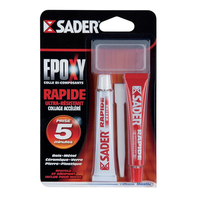 Sader fast epoxy glue, kit of 2 tubes of 15 ml. Find durable plumbing and electrical materials at Nigeria-Materiels.com. We are committed to excellence.