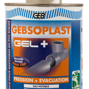 Rigid PVC glue, drinking water contact, GEBSOPLAST GEL PLUS 500ml box with brush ref 504749. Shop for premium plumbing and electrical products at Nigeria-Materiels.com. We deliver quality and reliability.