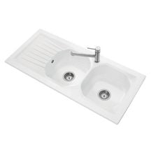 VERS'EAU 2 built-in sink - 112 x 51cm in stoneware with 2 bowls, 1 drainer and waste. Nigeria-Materiels.com provides top-notch plumbing and electrical supplies. Your projects deserve the best tools.