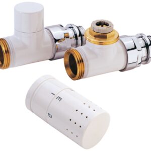 ALTERNA white designer thermostatic radiator tap kit. straight 15 x 21. Nigeria-Materiels.com offers top-quality hardware and construction materials. Find everything you need for your projects in one place.