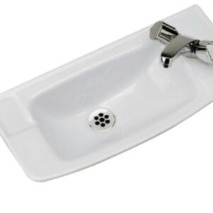 PORCHER ELFE wall-mounted washbasin Lg: 50 cm White ceramic Ref. P169001 with or without fixings. Explore our collection of construction and plumbing products at Nigeria-Materiels.com. We deliver excellence in every order.