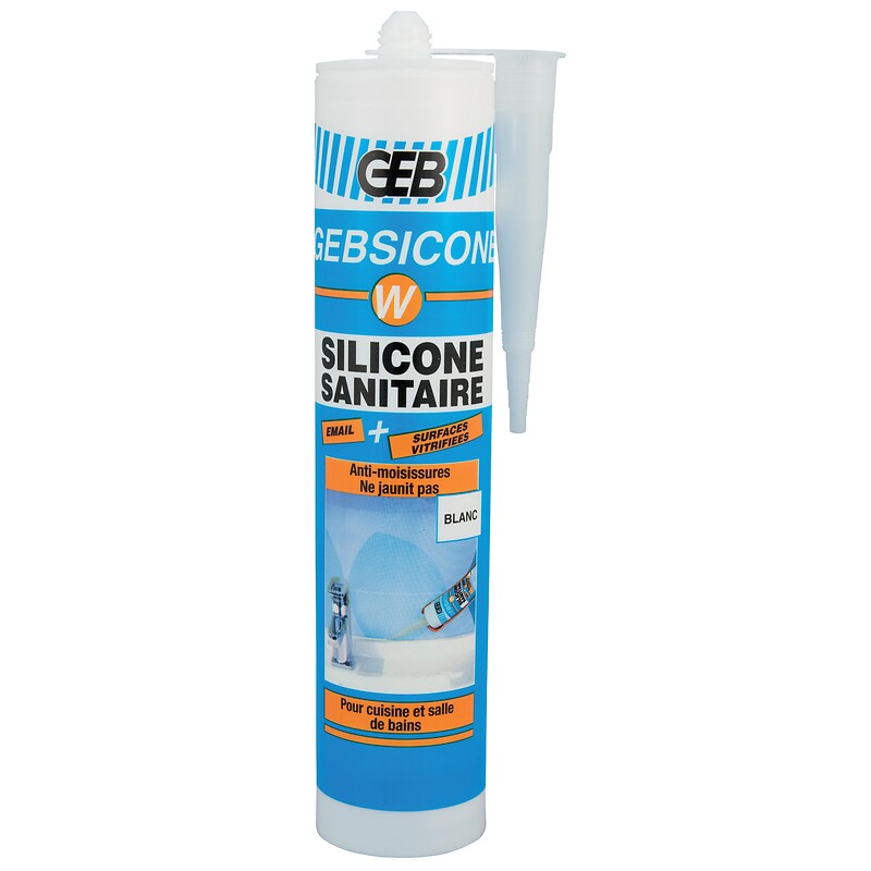 Gebsicone W translucent acetic silicone sanitary sealant cartridge 310 ml. Nigeria-Materiels.com offers high-quality hardware and industrial tools. Trust us for all your project needs.