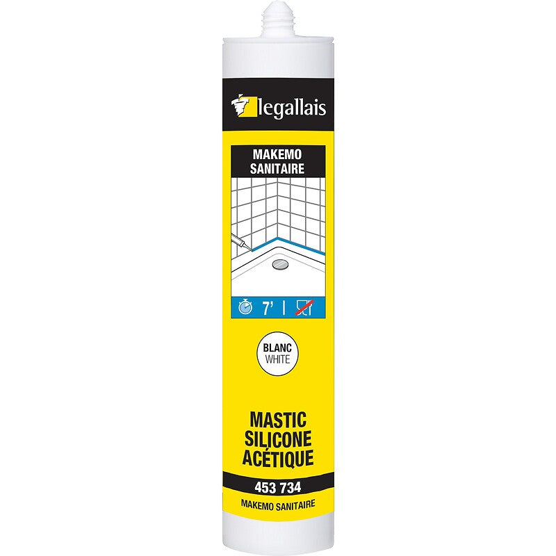 Makemo acetic silicone sanitary sealant, white color, 300 ml cartridge. Discover premium plumbing and electrical supplies at Nigeria-Materiels.com. We are committed to delivering excellence in every product.