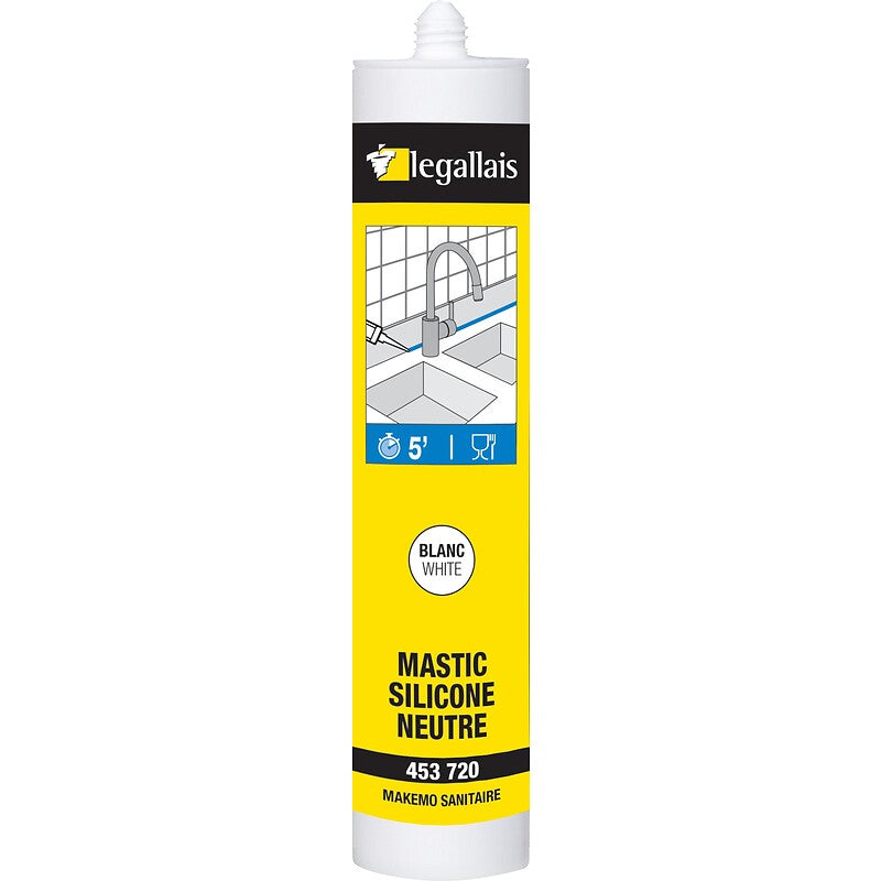 Makemo neutral silicone sanitary sealant, white color, 300 ml cartridge. Find durable industrial and electrical materials at Nigeria-Materiels.com. We are committed to excellence.