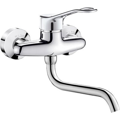 2500 2-hole wall-mounted sink mixer with swivel spout below ref. 2519. Find high-quality plumbing and electrical products at Nigeria-Materiels.com. We cater to both small and large-scale projects.