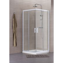 ALTERNA Concerto sliding corner access shower screen, white profile and clear glass, 4 sizes available.. Find the best construction and hardware materials at Nigeria-Materiels.com. We are your trusted partner.