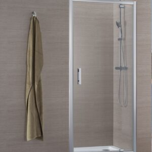 ALTERNA CONCERTO shower screen with pivot door, space-saving opening 80 or 90 cm, Glossy Silver, Ref.NDZ90XB. Find durable plumbing and electrical materials at Nigeria-Materiels.com. We are committed to excellence.