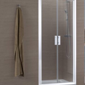 Concerto shower screen front access 2 hinged doors 90 cm shiny silver profile transparent glass ALTERNA, Ref. NDI90X. Nigeria-Materiels.com is dedicated to providing premium industrial and electrical supplies. Your satisfaction is our goal.