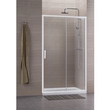 CONCERTO shower screen front access sliding 2 panels 120 x 195 cm shiny silver profile transparent glass. Discover the best industrial and plumbing supplies at Nigeria-Materiels.com. We are your trusted partner.