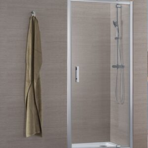 Shower screen CONCERTO pivot door space-saving opening 100 cm shiny silver profile transparent glass ALTERNA, ref.NDZ10X-B. Find reliable industrial and plumbing supplies at Nigeria-Materiels.com. We make your projects easier and more efficient.