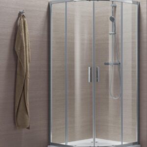 Concerto quarter circle sliding shower screen L 90 x H 195 cm shiny silver profile transparent glass. Discover premium construction and electrical products at Nigeria-Materiels.com. We deliver quality and reliability.