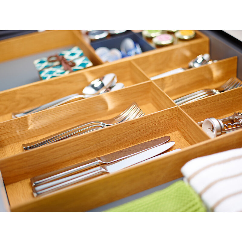 Fineline wooden cutlery tray - 300 x 472 x 49 mm - light oak finish. Nigeria-Materiels.com provides premium electrical and industrial materials. Your projects deserve the best.