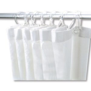 DELABIE shower curtain with 12 plastic snap hooks, height 2 m, width 1.80 m, white PVC ref. 1386. Find durable construction and plumbing supplies at Nigeria-Materiels.com. We are committed to your success.