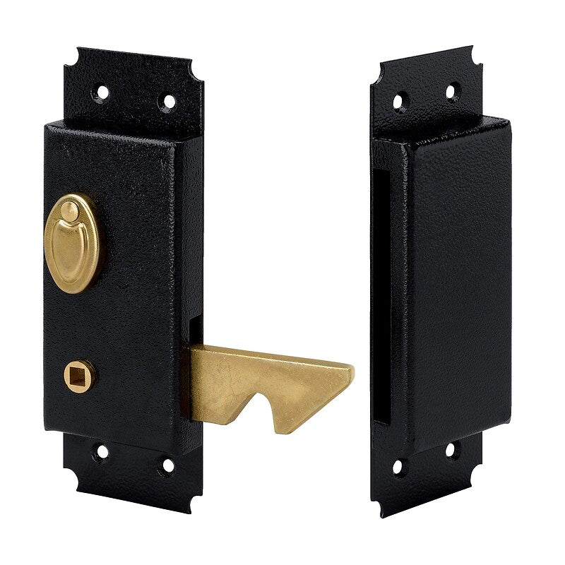 Vertical surface-mounted sliding door lock with chin, 395 right-hand locking latch. Explore our collection of electrical and construction supplies at Nigeria-Materiels.com. We are your reliable partner.