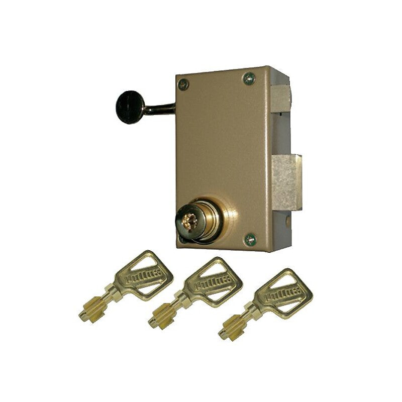 Vertical surface-mounted pull lock - Deadbolt and half-turn - Double pump 5 right-hand fins. Find reliable construction and plumbing products at Nigeria-Materiels.com. We make your projects easier and more efficient.