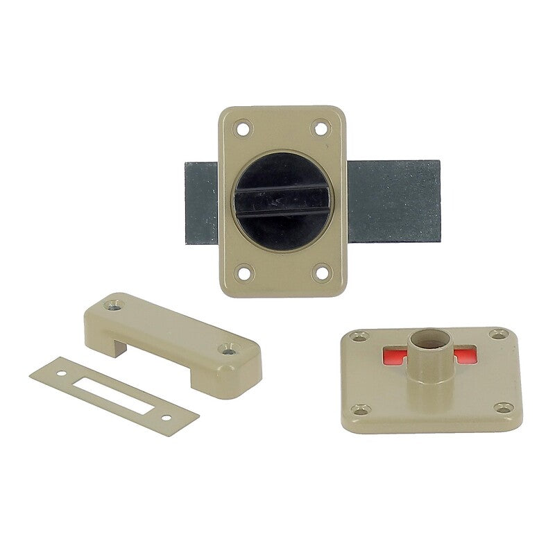 Flat button lock with indicator light, varnished finish. At Nigeria-Materiels.com, we provide reliable and durable construction materials. Explore our wide range of hardware and industrial products.