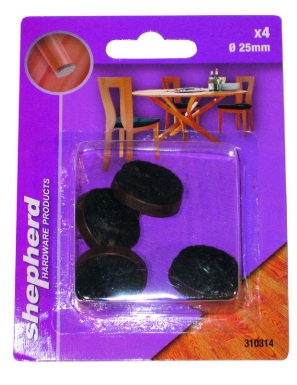 BLISTER PACK OF 4 BROWN PLASTIC NAILABLE FELT PADS Ø 25 MM. Explore our range of electrical and construction products at Nigeria-Materiels.com. We deliver quality and reliability.