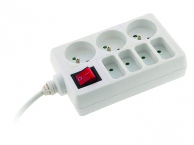 STANDARD MULTI-SOCKET BLOCKS WITH SWITCH 4X6A/3X16A H05VV-F 3G1MM2 1 METER 3680W-230V~ - WHITE. Nigeria-Materiels.com provides top-notch industrial and plumbing materials. Your projects deserve the best.