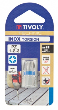 CARD 3 STAINLESS STEEL TORSION SCREWDRIVER BITS - FOR POZIDRIV SCREWS - Ø 1-2-3 - LENGTH 25 MM. Nigeria-Materiels.com provides top-notch electrical and construction materials. Your projects deserve the best.