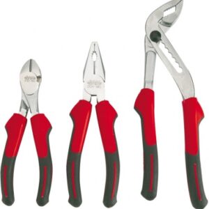 SET OF 3 BI-MATERIAL PLIERS - DIAGONAL CUTTING PLIERS 160 MM, COMBINATION PLIERS 180 MM, MULTI-GRIP PLIERS 250 MM. Explore our extensive catalog of industrial tools and materials at Nigeria-Materiels.com. We deliver quality and reliability.