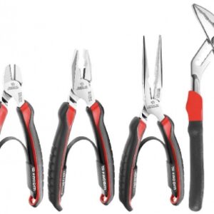 SET OF 4 CPE PLIERS: 1 LARGE CAPACITY MULTI-GRIP PLIERS, 1 DIAGONAL CUTTING PLIERS, 1 1/2 ROUND LONG NOSE PLIERS, 1 UNIVERSAL PLIERS. Find reliable industrial and plumbing supplies at Nigeria-Materiels.com. We make your projects easier and more efficient.