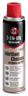 PTFE CHAIN ​​AND CABLE LUBRICANT - 3 IN ONE TECHNIQUE - 250 ML AEROSOL. Explore our extensive catalog of industrial and construction materials at Nigeria-Materiels.com. We deliver quality and reliability.