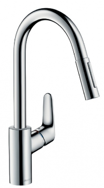 FOCUS 240 SINK MIXER WITH PULL-OUT SPRAY - CHROME FINISH. Find the best plumbing and construction materials at Nigeria-Materiels.com. We are your trusted partner.