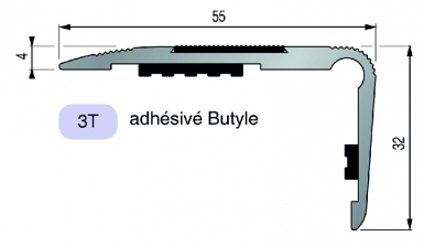 TRADITIONAL STEP NOSE BUTYL ADHESIVE ANODIZED ALUMINUM SILVER 55X32 MM LG. 3 M. Discover premium construction and electrical products at Nigeria-Materiels.com. We deliver quality and reliability.