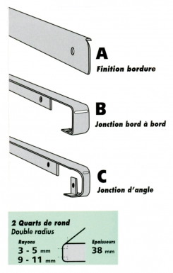 PROFILE B EDGE-TO-EDGE JUNCTION QUARTER ROUND DOUBLE RADIUS 3-5 MM THICKNESS 38 MM FIN. ALU. Nigeria-Materiels.com is your go-to source for construction and hardware supplies. Enjoy a seamless shopping experience.