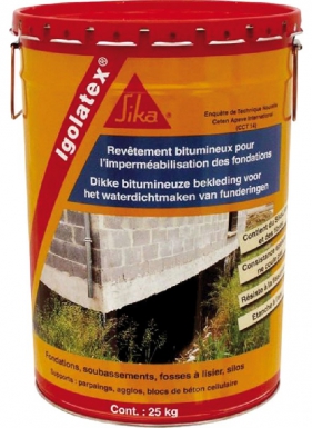 SIKA IGOLATEX BITUMINOUS COATING FOR WATERPROOFING FOUNDATIONS - 25 KG CAN. Find durable electrical and construction materials at Nigeria-Materiels.com. We are committed to excellence.